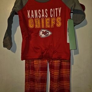 Toddler NFL Chief's, 2 piece night pajamas.  2 T, checkered pants, red/grey top.